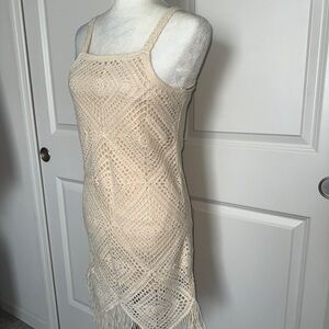 Cream Crochet Fringe Dress